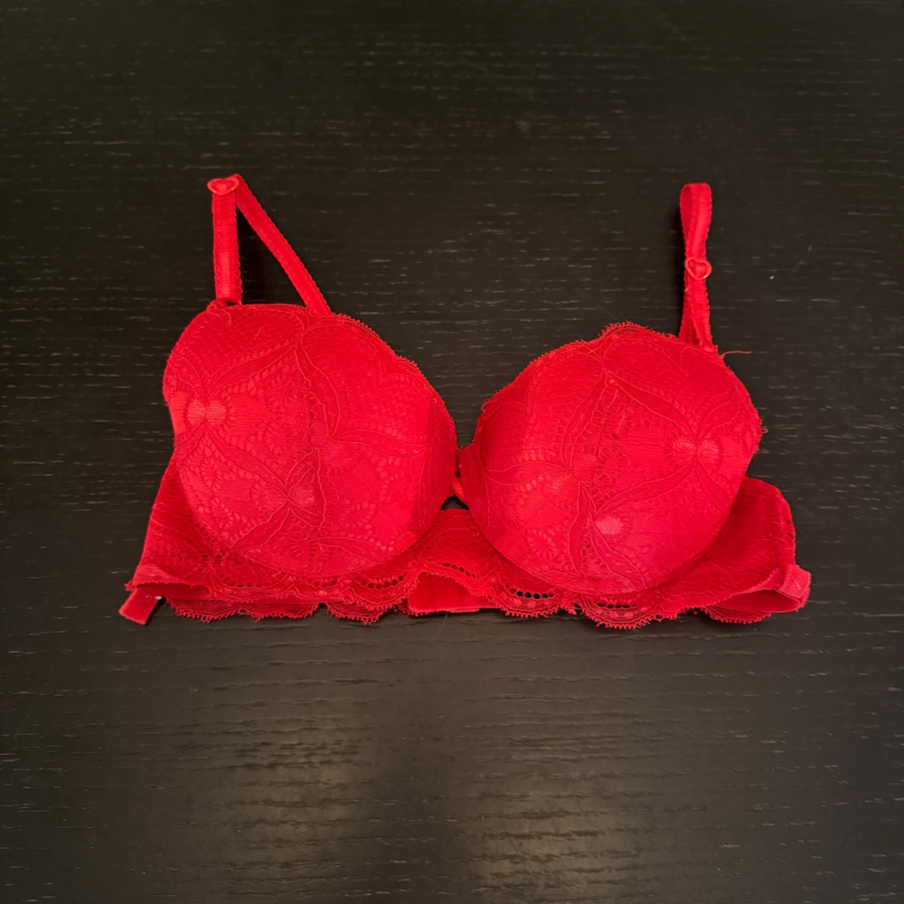 Elegant Red Lace push up Bra 34 C